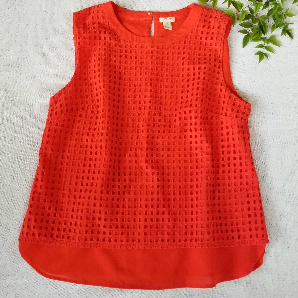 J.Crew Orange Sleevless Cotton Blouse